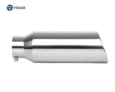 4" Entrada 6" Salida 18" Largo Enrollado Extremo Corte Ángulo Camión Escape Tubo de Escape Punta Foto 1 de 4