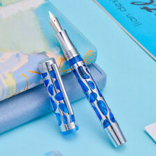 Asvine V169 Vacuum Filling Fountain Pen, Water Drop Hollow Blue Acrylic Pen