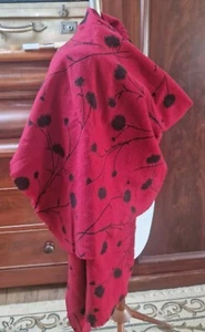 vintage debenhams Red Black Wool Blend Scarf Shawl - Picture 1 of 8