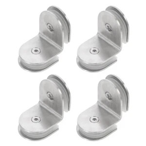 4pcs Stainless Steel Bathroom Glass Clip Double Side Clamp Home Glass Clips - Picture 1 of 12