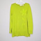 Liz Claiborne Bright Lime Green Vintage Long Sleeve Sweater Floral Size L