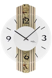 AMS -Wanduhr Sonoma Almheu-Auflage Quarz 38cm- 9674 Moderne Wanduhr mit ... - Bild 1 von 1