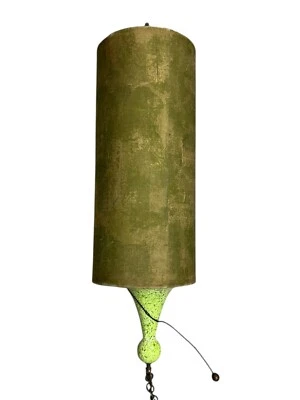Lámpara moderna de mediados de siglo lámpara lámpara verde tela y cadena de alambre de cerámica Foto 1 de 4