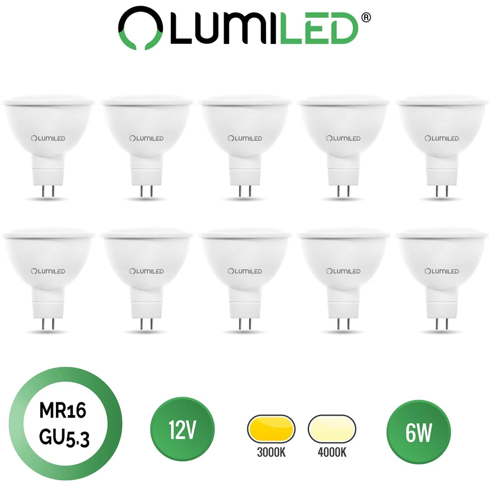 LUMILED 10x MR16 LED GU5.3 Leuchtmittel 6W Warmweiß/Neutralweiß SMD Licht 12V - Bild 1 von 4