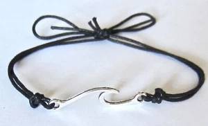 Bracelet Wave Black Cord Cotton Rope String Band Anklet Charm Beach Men Women - Picture 1 of 3