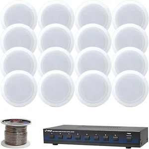 5.25" White 150W Speakers, Speaker Wire, 8-Channel Speaker Selector, Bundle - Picture 1 of 3