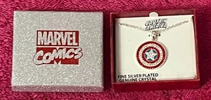 Collar Marvel Capitán América Escudo Plateado Cristal Genuino ¡NUEVO EN CAJA! - Imagen 1 de 8