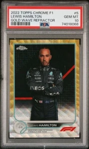 2022 Topps Chrome F1 Gold Wave Refractor #5 Lewis Hamilton /50 PSA 10 Portrait - Picture 1 of 4