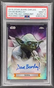 YODA 2019 STAR WARS CHR. LEG DAVID BARCLAY AUTOGR CLSC.TRL.AU-ORNG.REF PSA 9/10 - Picture 1 of 8