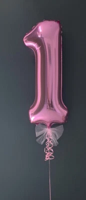 1st Birthday Pink 34” Foil Balloon Inflated In A Box - Image 1 of 2