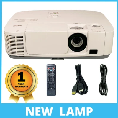 NEW LAMP - NEC P401W 3LCD Projector 4000 ANSI HD 1080i LAN HDMI w/Accessories - Image 1 of 4