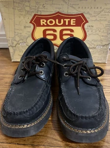 ROUTE 66 KMART MEN'S BLACK MOCCASIN #44744 BOAT SHOE SIZE 10 - Picture 1 of 12