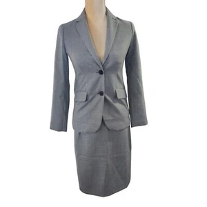 J. Crew 2-teiliges Blazer Rock Set Wollmischung meliert grau zierlich Größe 00 neu mit Etikett - Bild 1 von 10