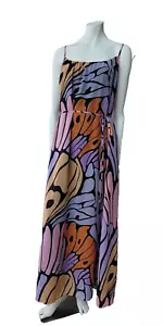 Sam Edelman Dress Women L Butterfly Trapeze Maxi Lavender Multi New Style M12313 - Picture 1 of 17