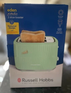 Russell Hobbs Eden Pistachio 2 Slice Toaster Pistachio Green Textured Design - Picture 1 of 5