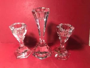 CUSTOM BUNDLE-SET OF 3 ATLANTIS CRYSTAL CANDLESTICKS-2 "PHOENIX"-1 "SIERRA" - Picture 1 of 7
