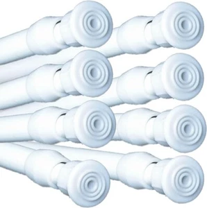 8 Pack Adjustable Spring Tension Rods 30 to 50 cm, white with non-slip liner - Picture 1 of 6
