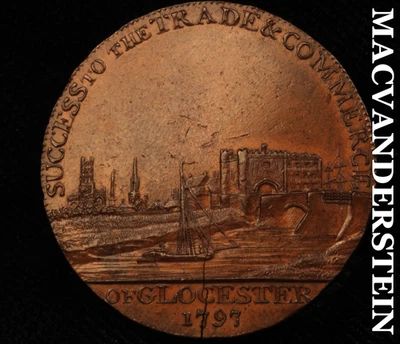 1797 Gloucester & Berkley Half Penny Token - DH-163- Ch G Brilliant Unc  #H6351 - Image 1 of 2