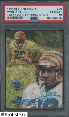 1997 Flair Showcase Legacy Collection Row 0 #79 Corey Dillon /100 PSA 10 POP 1 - Image 1 of 2