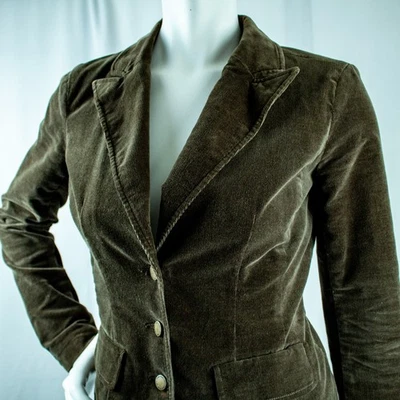 CALVIN KLEIN JEANS Verde Mujer Pana Chaqueta Abrigo Talla S/P Petite Foto 1 de 4