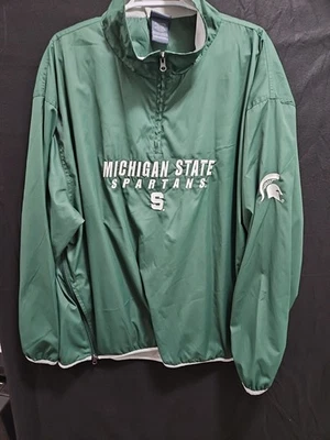  Michigan State University Spartans XL 1/4 Zip Pullover Jacket Green Vented  - Image 1 of 4
