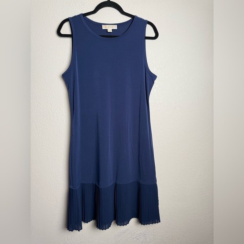 Abito donna Michael Michael Kors taglia media blu navy senza maniche plissettato lunghezza ginocchio
