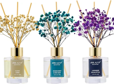 Reed Diffuser Set of 3,Clean Linen Ocean Mist&Sea Salt Lavender Eucalyptus Oil R - Image 1 of 4