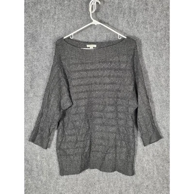 Suéter New York Company Para Mujer Gris Tejido con Cable Cuello de Barco Manga Dolman L Informal Foto 1 de 4