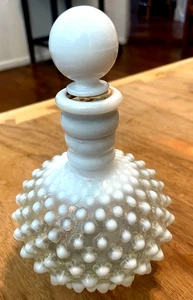 Fenton Clear White Opalescent Hobnail Perfume Bottle w/ Stopper - Picture 1 of 10