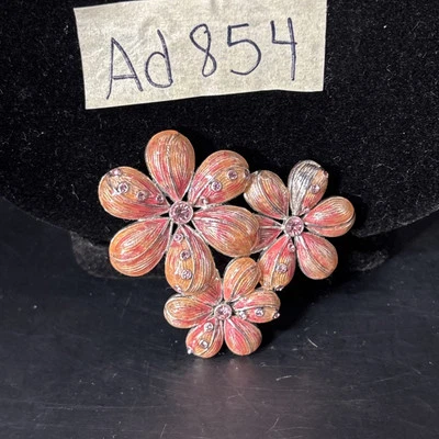 Prendedor/broche floral esmalte rosa plata Monet Foto 1 de 4