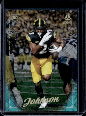 2025 Panini Luminance Kaleb Johnson RC Teal Rookie #/35 Steelers - Image 1 of 2