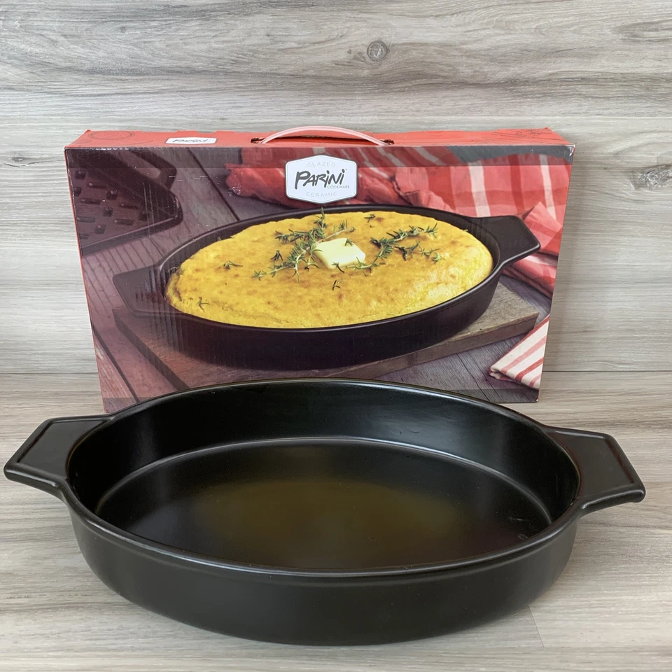 Parini INV00515 Cookware Non-Stick Ceramic for Grill Black Casserole Pan -