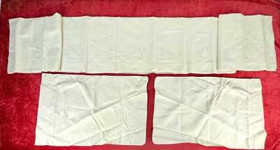ENSEMBLE DE DRAPS DOUBLES ET TAIES D'OREILLER. LIN. BRODERIE À LA MAIN. XXE SIÈC - Photo 1/4