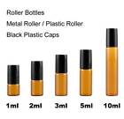 Wholesale 1ml-10ml Amber Glass Essential Oil Roller Bottles w/ Ball Gold cap AP