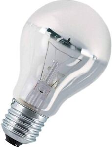 OSRAM Top Reflector Lamp Matt Silver Mirrored Cup Bulbs 100W E27