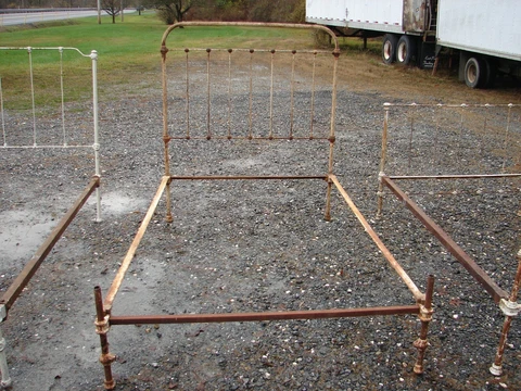 Antique Iron Bed w/ Cut Footboard -  SEE PHOTOS - #21 Cover