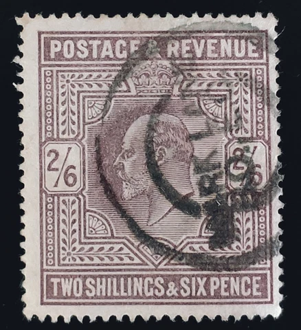 GB. EDVII. 2/6 Dull Purple (shades) used Cover