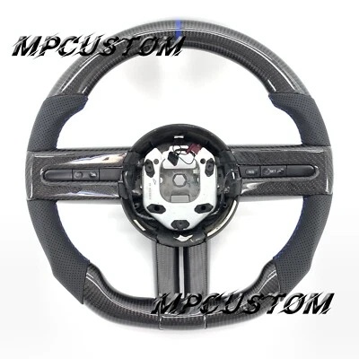 Black Carbon Fiber Steering Wheel fit For Ford Mustang V6 V8 GT 2005 2006-2009 - Image 1 of 4
