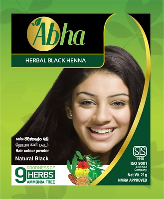 Polvo de color de cabello Abha Herbal negro henna sin amoníaco natural negro 21gX6 unidades Foto 1 de 3