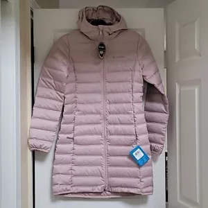 COLUMBIA Women's Lake 22 Down Long Hooded Jacket, Size S, Light Pink - Picture 1 of 16