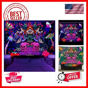 Leofanger Blacklight Skull Tapestry Aesthetic Backdrop Wall Hanging UV Reacti... - Picture 1 of 9