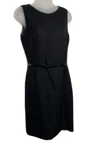 Vestido Vaina de Lana Pata de Gallo Negro Teenflo Carrera Cinturón Oficina Sirena Corpcore - Imagen 1 de 13