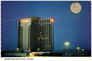 Moon Over the MGM Grand Hotel Reno, Nevada, a City Within a City Postcard - Picture 1 of 2