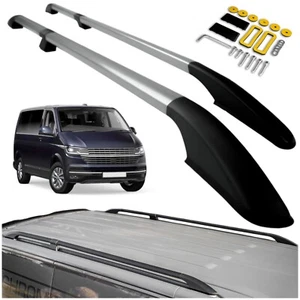 für VW T6.1 MULTIVAN 2019+ CHROM GETEILTE DACHRELING LANGER RADSTAND DACHTRÄGER - Picture 1 of 9