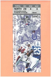 Peyton Manning 1st NFL Game ROAD Indianapolis Colts HOME NE Patriots 1998 ticket - Picture 1 of 2