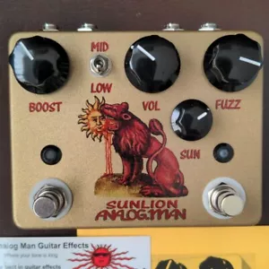 NKT Red Dot Sun Lion Onryo On/Off 4Jack Ultra Rare Vintage Fuzz Pedal New - Picture 1 of 8