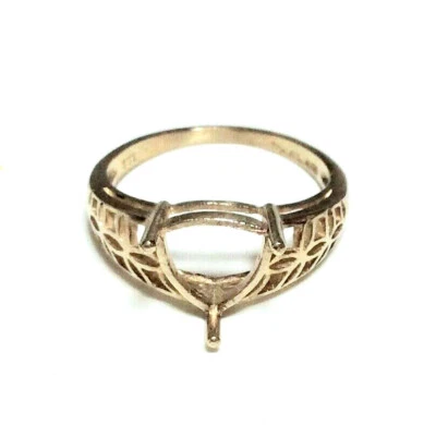 10K YELLOW GOLD 7MM TRILLION TRIANGLE SEMI MOUNT RING, SIZE 5.75 - Image 1 of 4