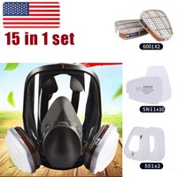 15in1 Gas Mask / Filter Full Face Facepiece Respirator For 6600 Safety Equipment