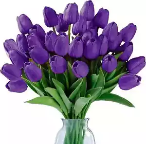 15 Pcs Fake Tulips Artificial Flowers Real Touch PU Faux Flowers Tulip Stems for - Picture 1 of 3