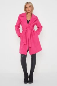 Ladies Long Sleeve Belted Duster Coat Womens Short Jacket Blazer Top Size 8-26 - Picture 1 of 5